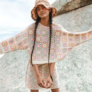 Ghanda co Crochet Patterned Skirt and stunning crochet cover top
Multicolor- set